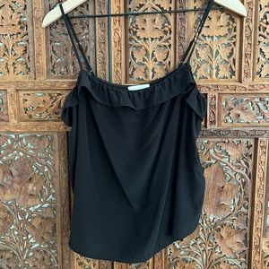 Sézane Cyrille Top, black silk